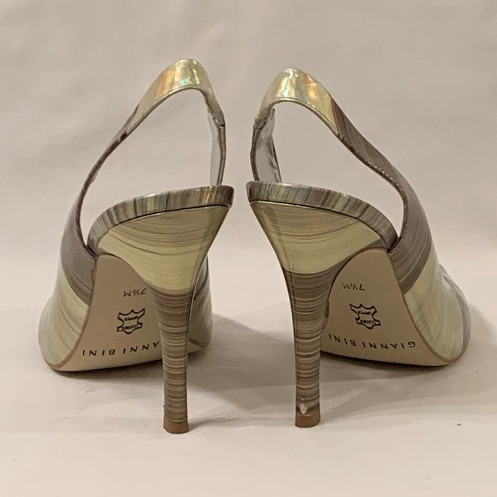 Gianni Bini - Silver Gray high heels shoes. Open toe and sling back. S7.5 - Picture 5 of 10